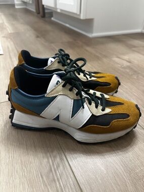 New Balance Women’s Retro Runner Sneakers in Mustard, Teal & White